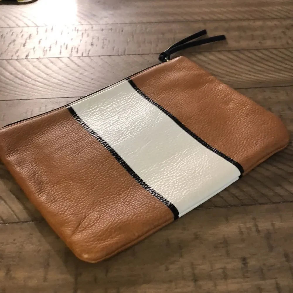 NWOT Armani Exchange leather clutch with Cotton interior credit card holder.